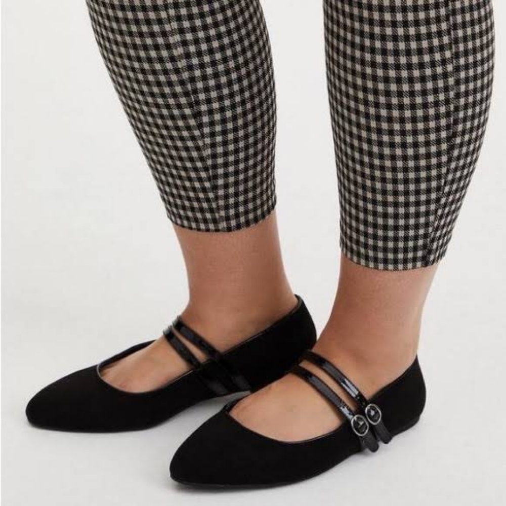 Black Double Strap Buckle Mary Jane Flat WW Size 9